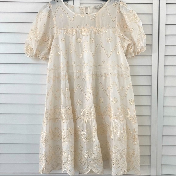 Moon River Dresses & Skirts - White and cream embroidered cut out dress